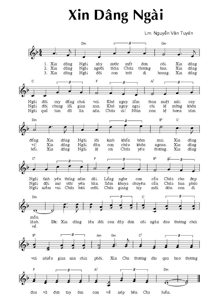 Sheet nhạc Xin Dâng Ngài